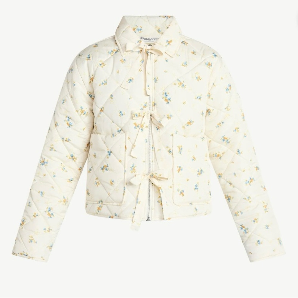 NWT No Boundaries Floral Cream Puffer Quilted Jacket - Picture 6 of 9